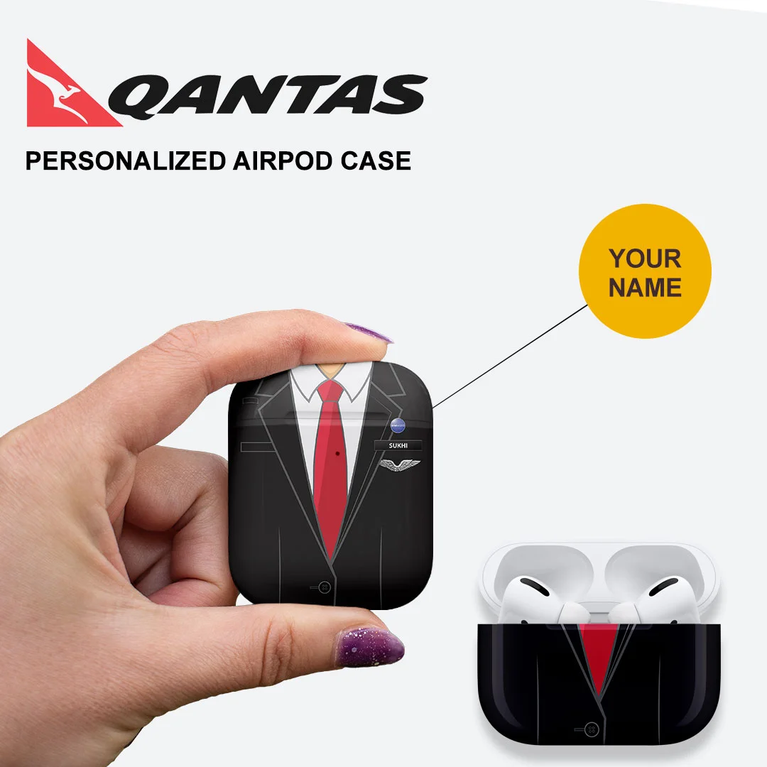 Qantas Personalized Steward Manager Cabin Crew Airpods Case
