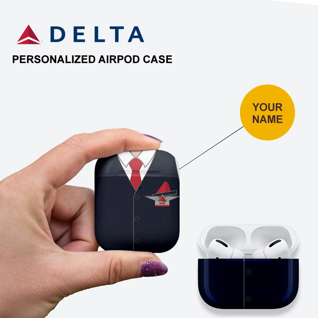 Delta Airlines Male Black Cabin Crew Airpods Case