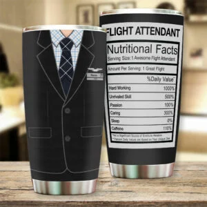 United Airlines Male Blue Personalized Flight Attendant Tumbler