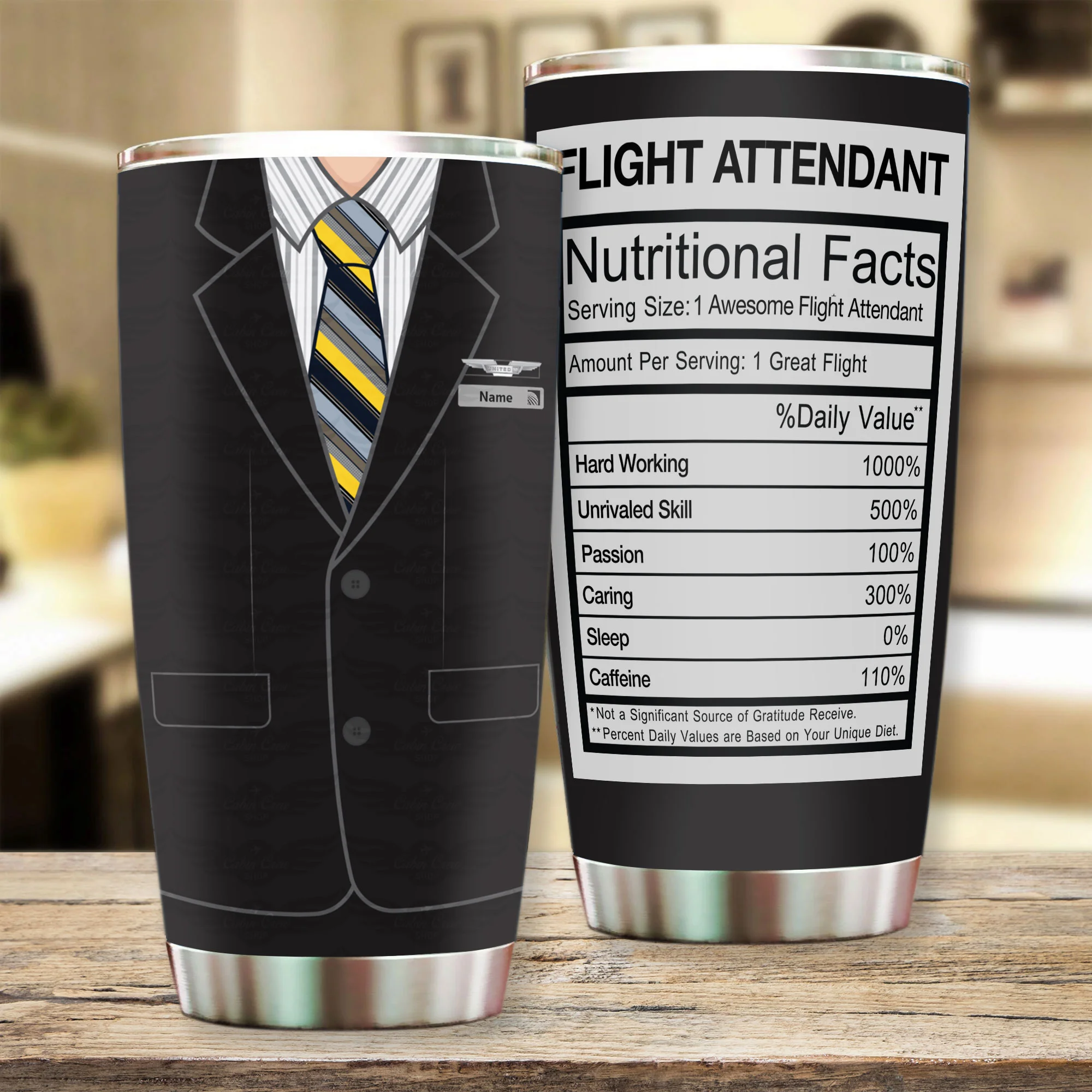 United Airlines Male Yellow Personalized Flight Attendant Tumbler