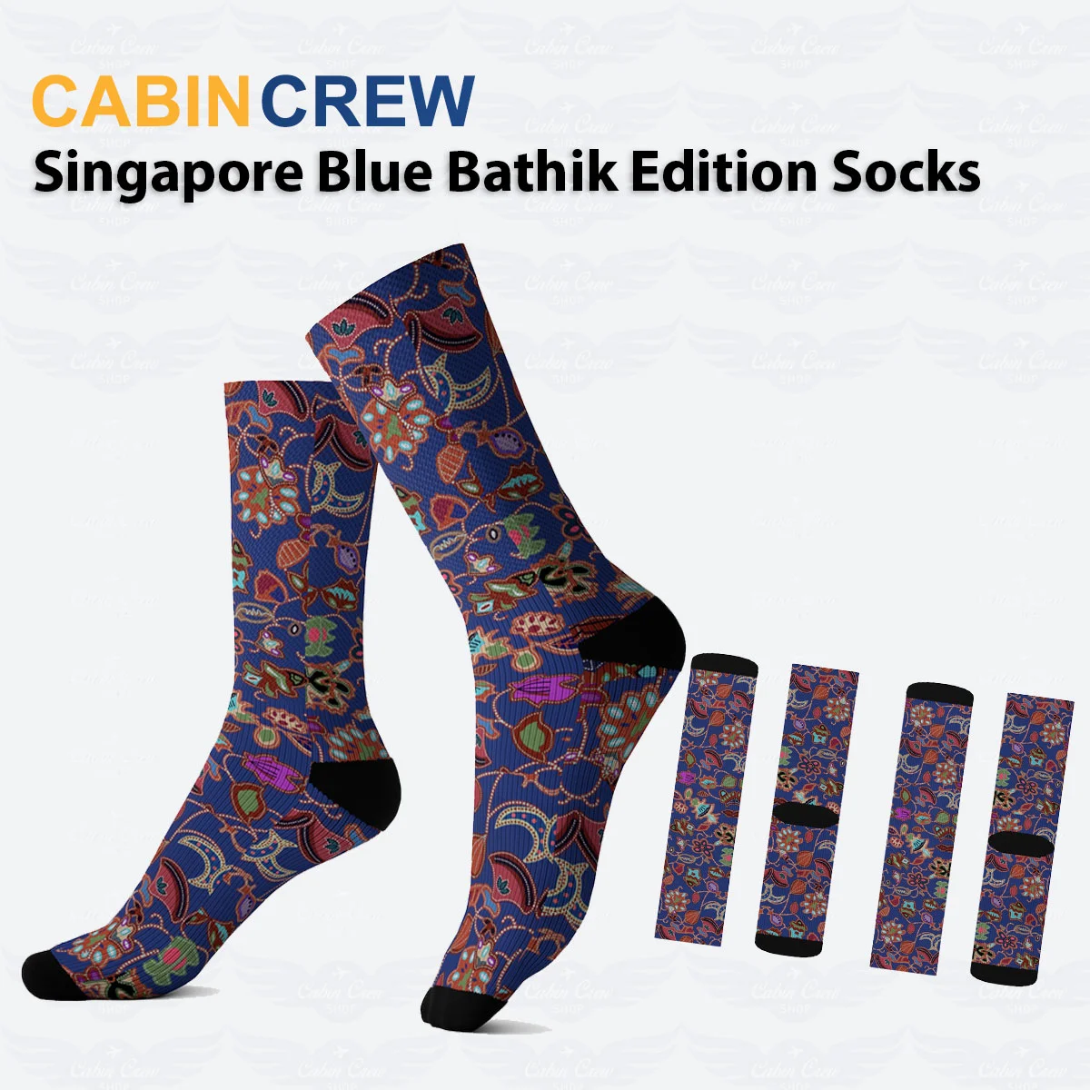 Singapore Blue Batik Flight Attendant Socks