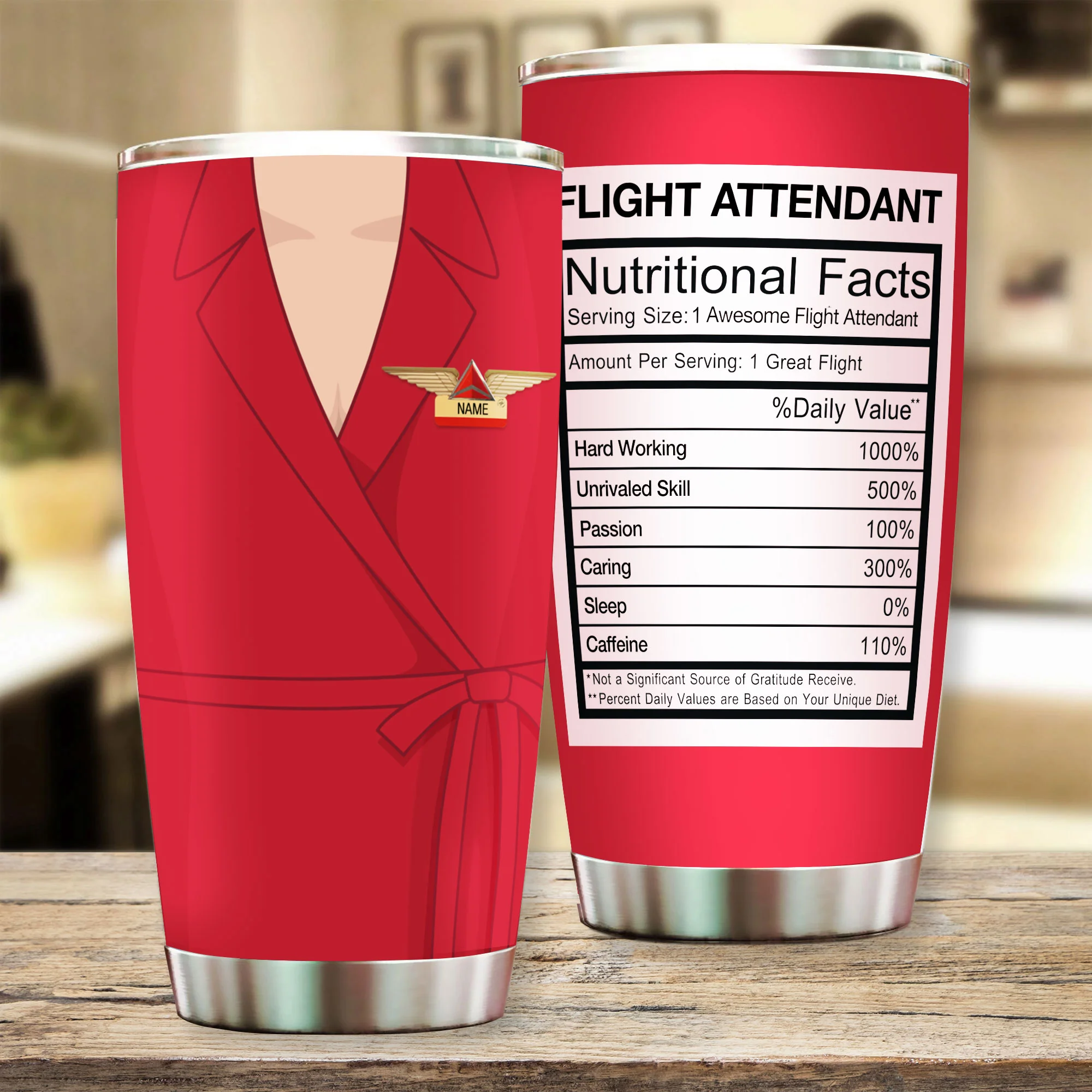 Delta Female Red Personalized Flight Attendant Tumbler