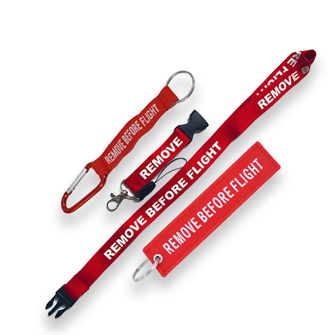 Remove Before Flight Lanyard Key Keychain Strap Set