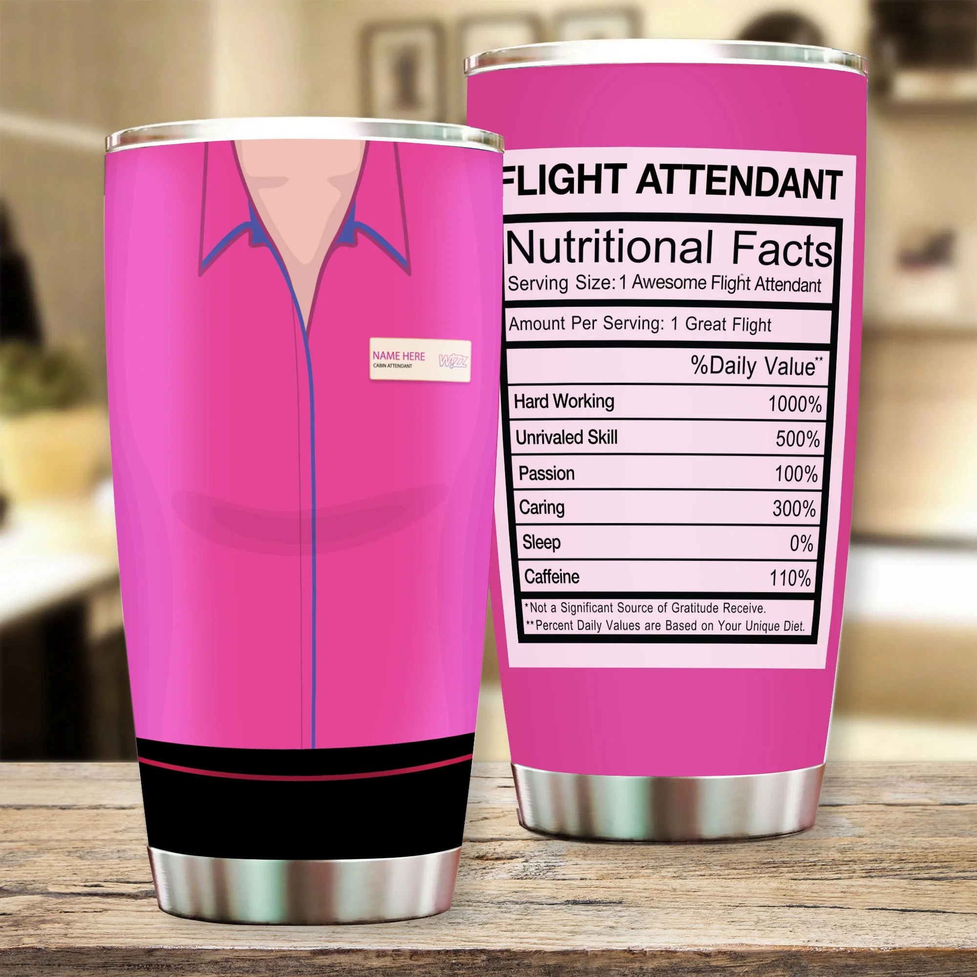 Wizz Female Personalized Flight Attendant Tumbler