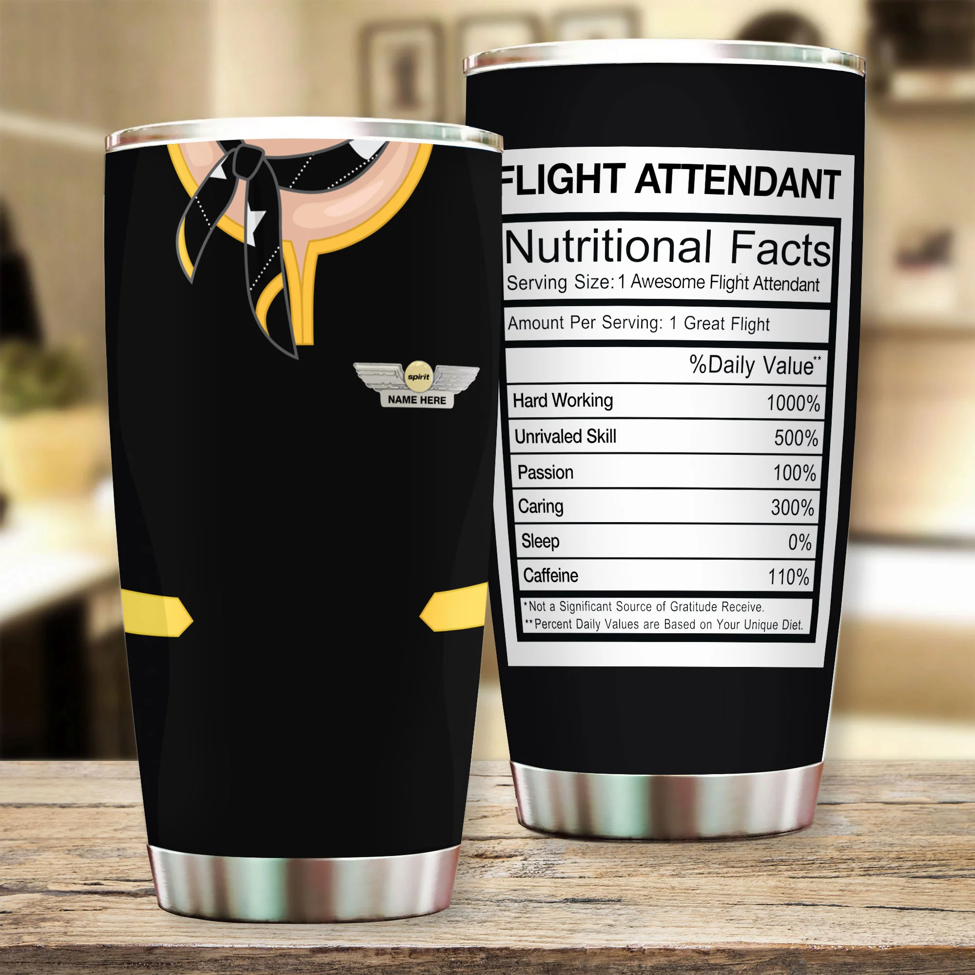 Spirit Female Personalized Flight Attendant Tumbler
