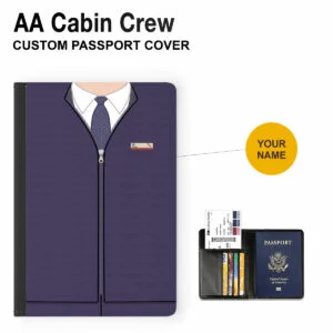 AA Male Blue  Flight Attendant Passport Cover