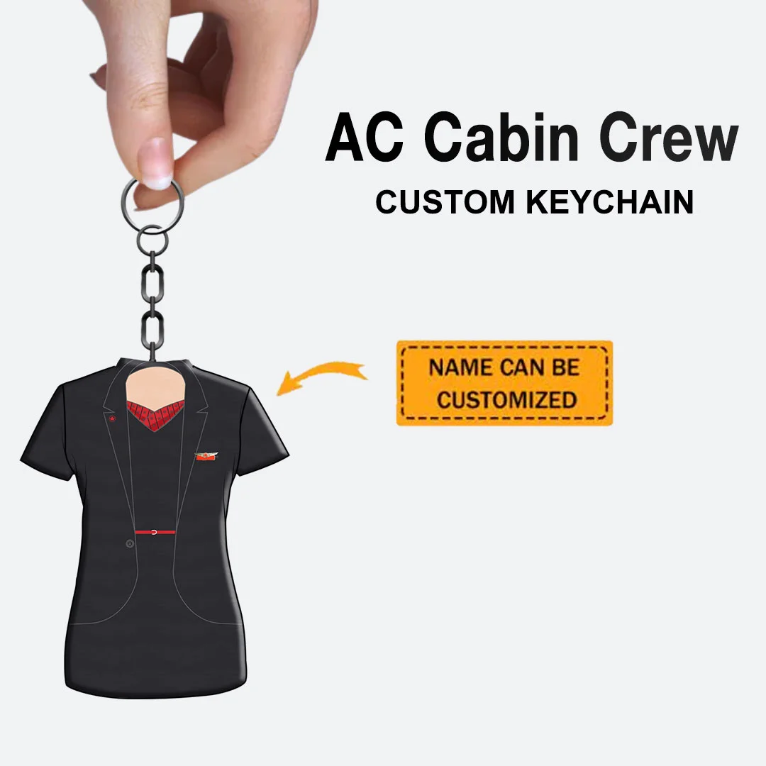 AC Female Flight Attendant Custom Keychain