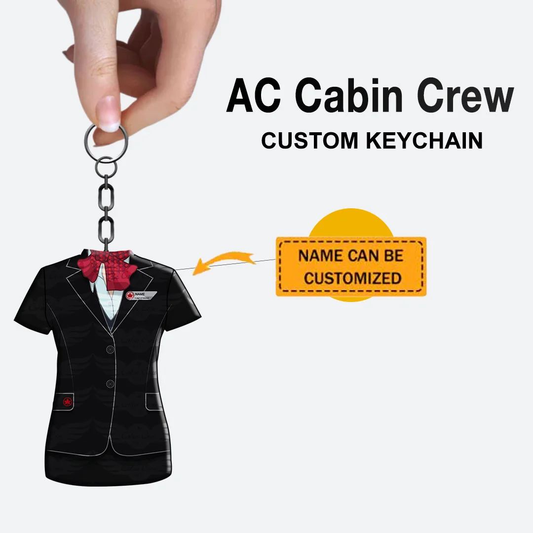 AC Female Red Flight Attendant Custom Keychain
