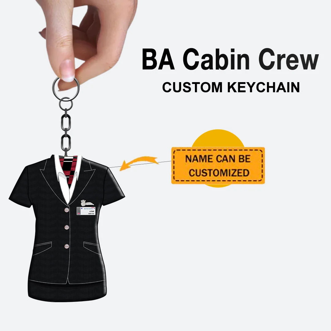 BA Female Red Flight Attendant Custom Keychain