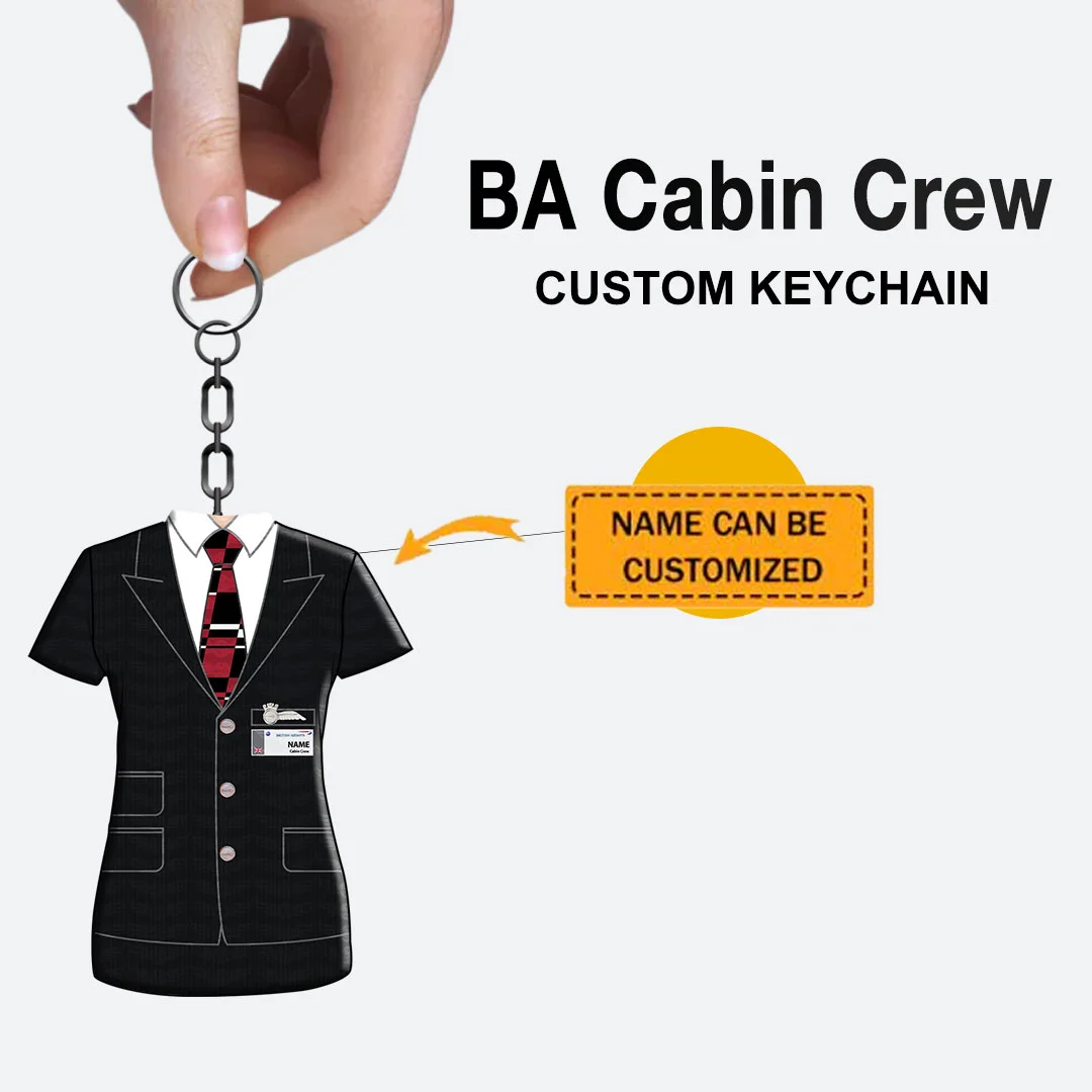 BA Male Red Flight Attendant Custom Keychain