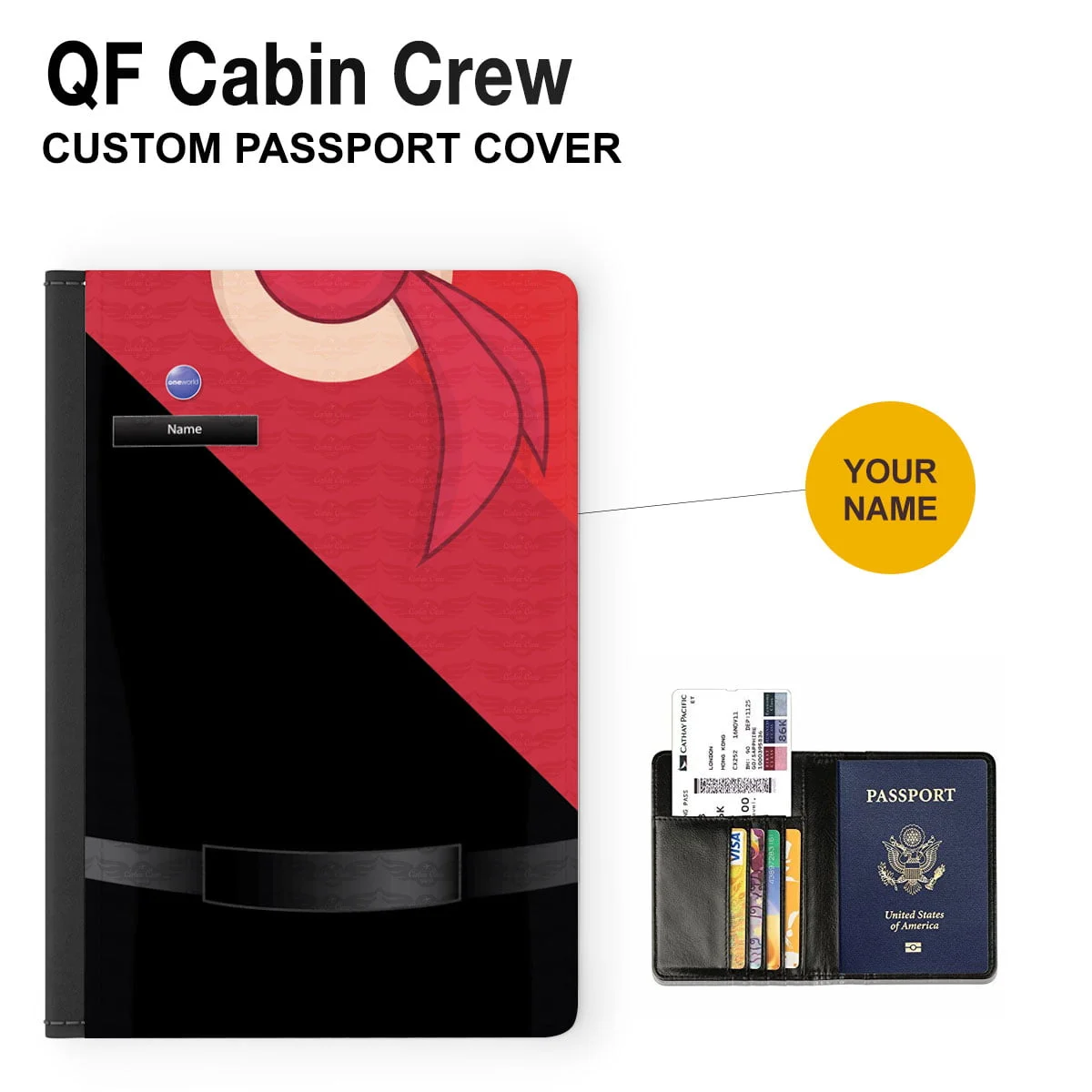 QF Female Manager Flight Attendant Passport Cover