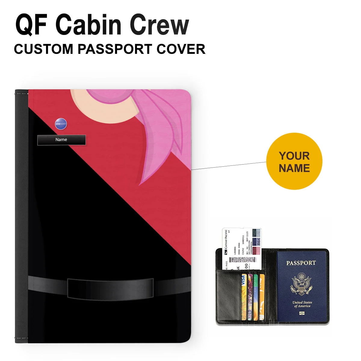 QF Female Flight Attendant Passport Cover