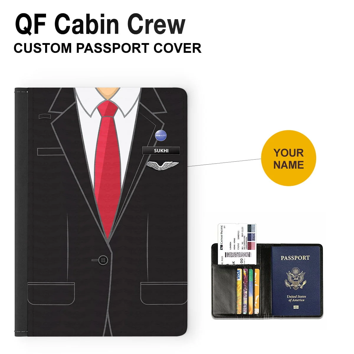 QF Male Manager Flight Attendant Passport Cover