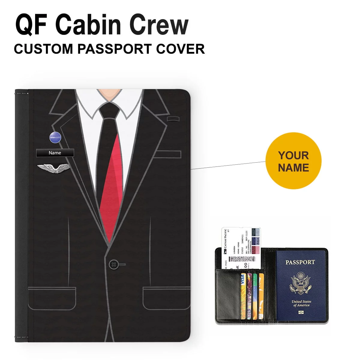 QF Male Flight Attendant Passport Cover