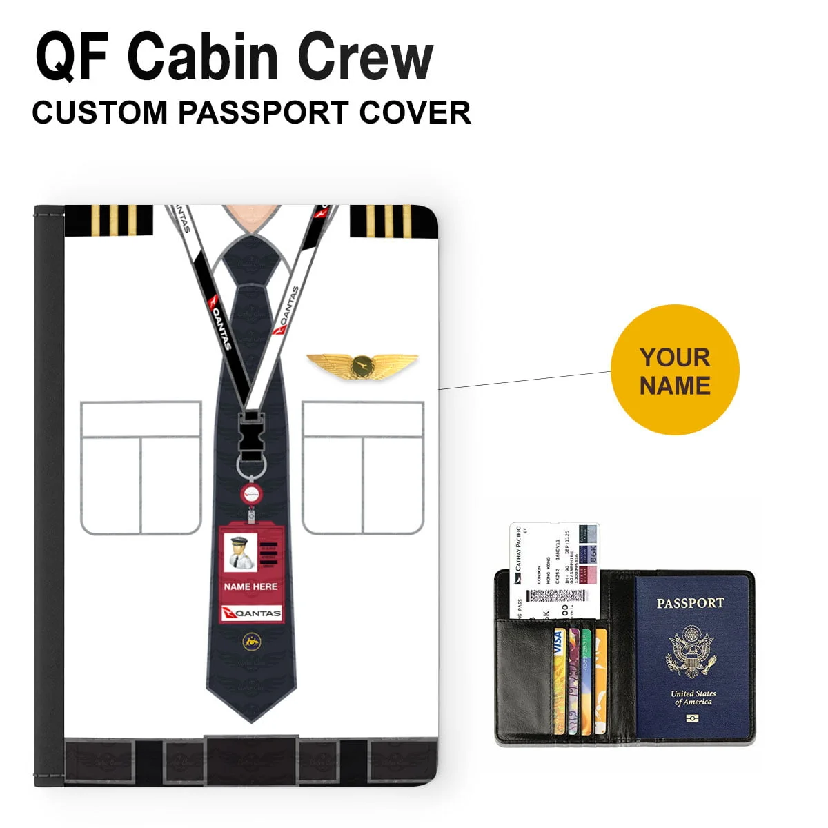 QF Pilot Passport Cover