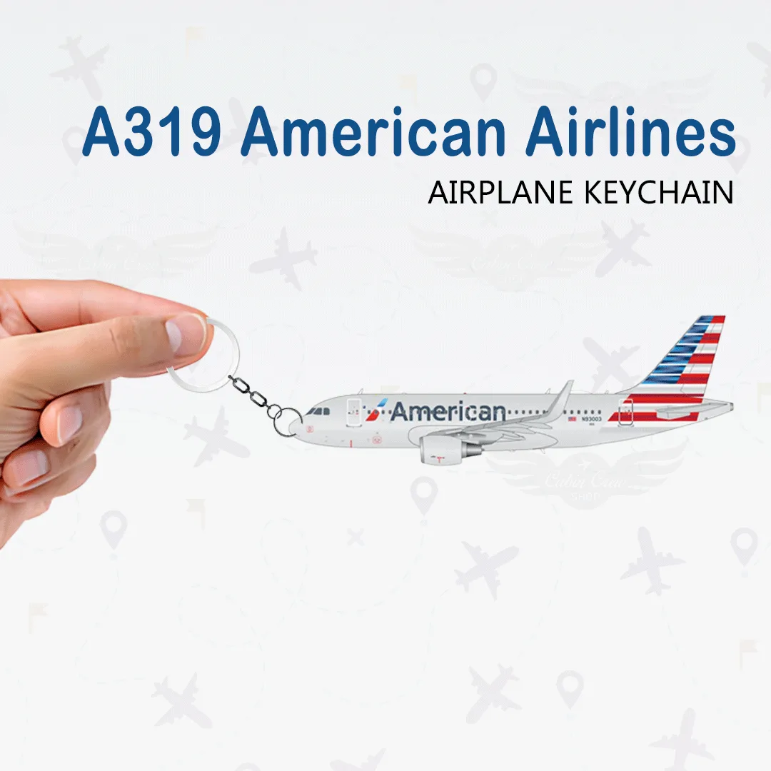 American Airlines A319 Airplane Keychain