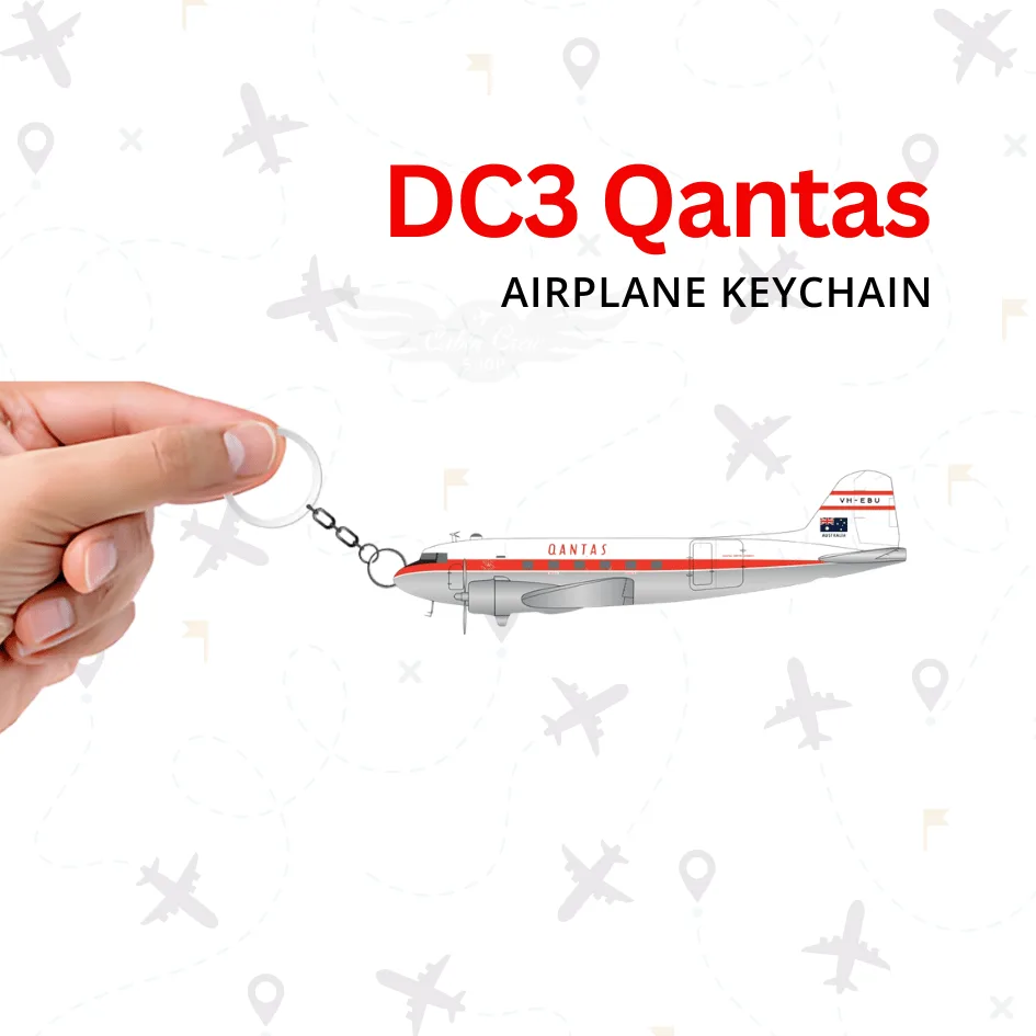Qantas DC3 Airplane Keychain